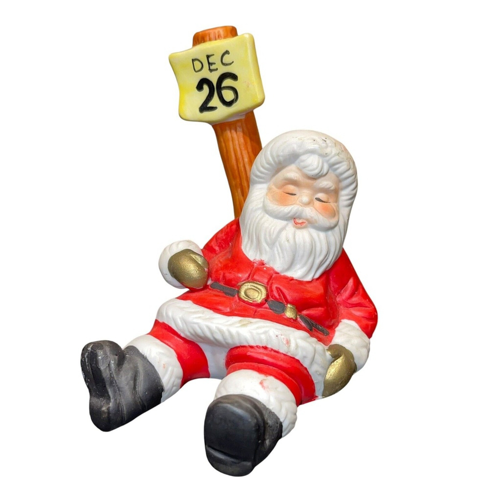 Vintage Ceramic Sleeping Santa Christmas Figurine Made In Taiwan VGUC
